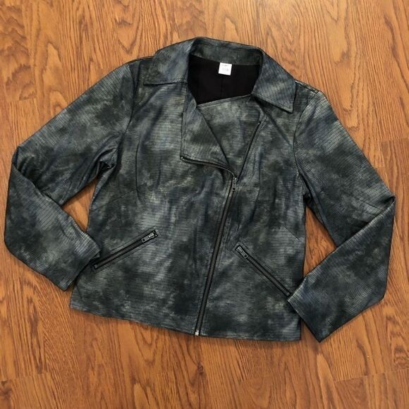 Jockey Pewter Alligator Print Moto Jacket Size 6 - Picture 1 of 5